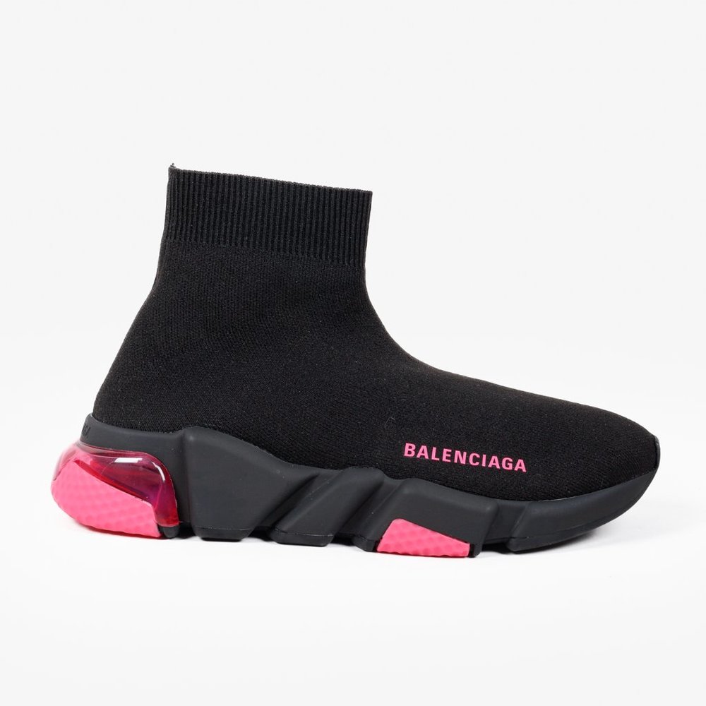 Balenciaga Black and Pink Speed LT Sneakers - Picture 2 of 12
